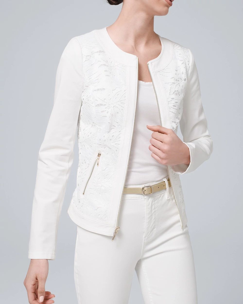Petite Lace Zip Front Jacket